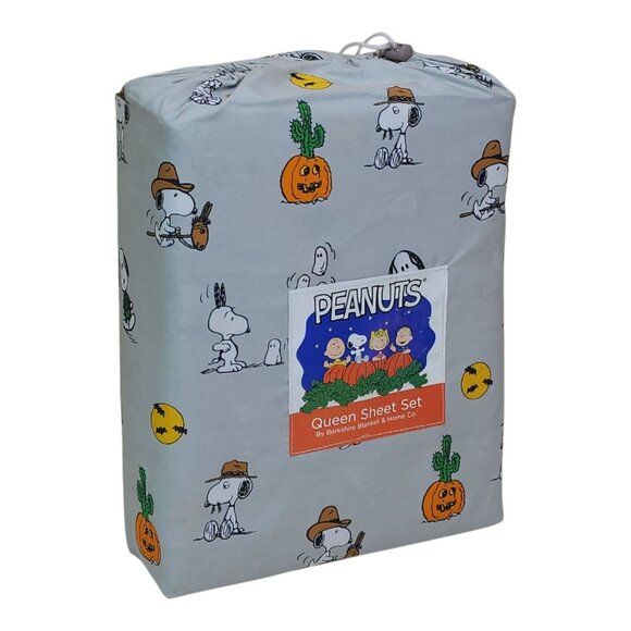 Peanuts Snoopy Fall Western Halloween Queen Sheet Set By Berkshire Desert - Picture 8 of 8